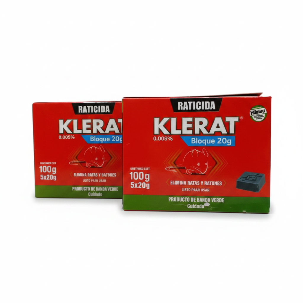 Pack 2 Cajas Veneno Para Ratas Bloque 100 Grs Klerat
