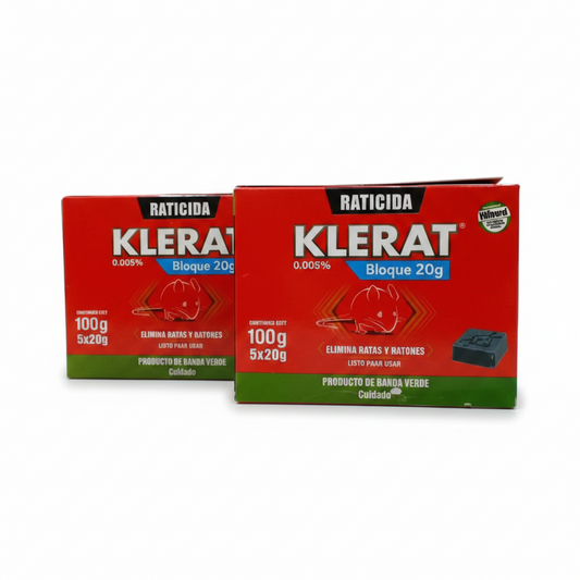 Pack 2 Cajas Veneno Para Ratas Bloque 100 Grs Klerat